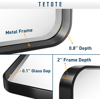 Metal Frame Decorative Rectangular Wall Mount Mirror, Black, 60"x36"