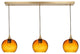 3 Pendant Linear Chandelier, Golden Amber, Polished Brass, 4 Watt