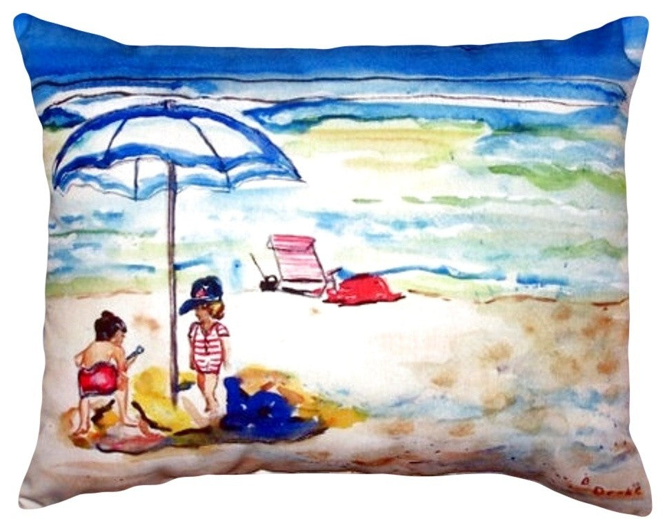 Playing On The Beach No Cord Pillow - Set of Two 16x20