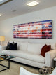 "Behind the Stripes" Print on White Wood, 60"x20"