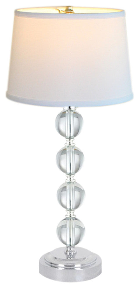 18"H Stacked Glass Ball Lamp Set Brushed Nickel, White Lampshade (Set of 2)