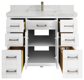Cambridge 42 Single Sink Bath Vanity in White 2" Calacatta Nuvo