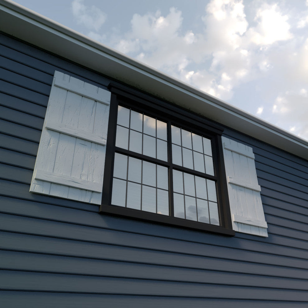 Rustic 4 Board Joined B-N-B Faux Wood Shutters, Hand Hewn, 22x68"