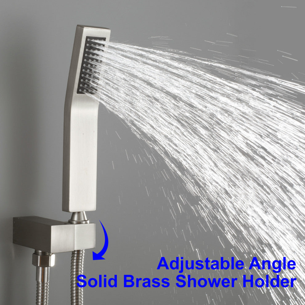 Wellfor Shower Faucet with Rain Shower Head, Handheld Shower and Valve, Brushed Nickel, 10" Shower Head