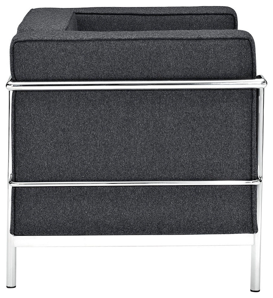 Modern Contemporary Living Room Wool Armchair Dark Gray