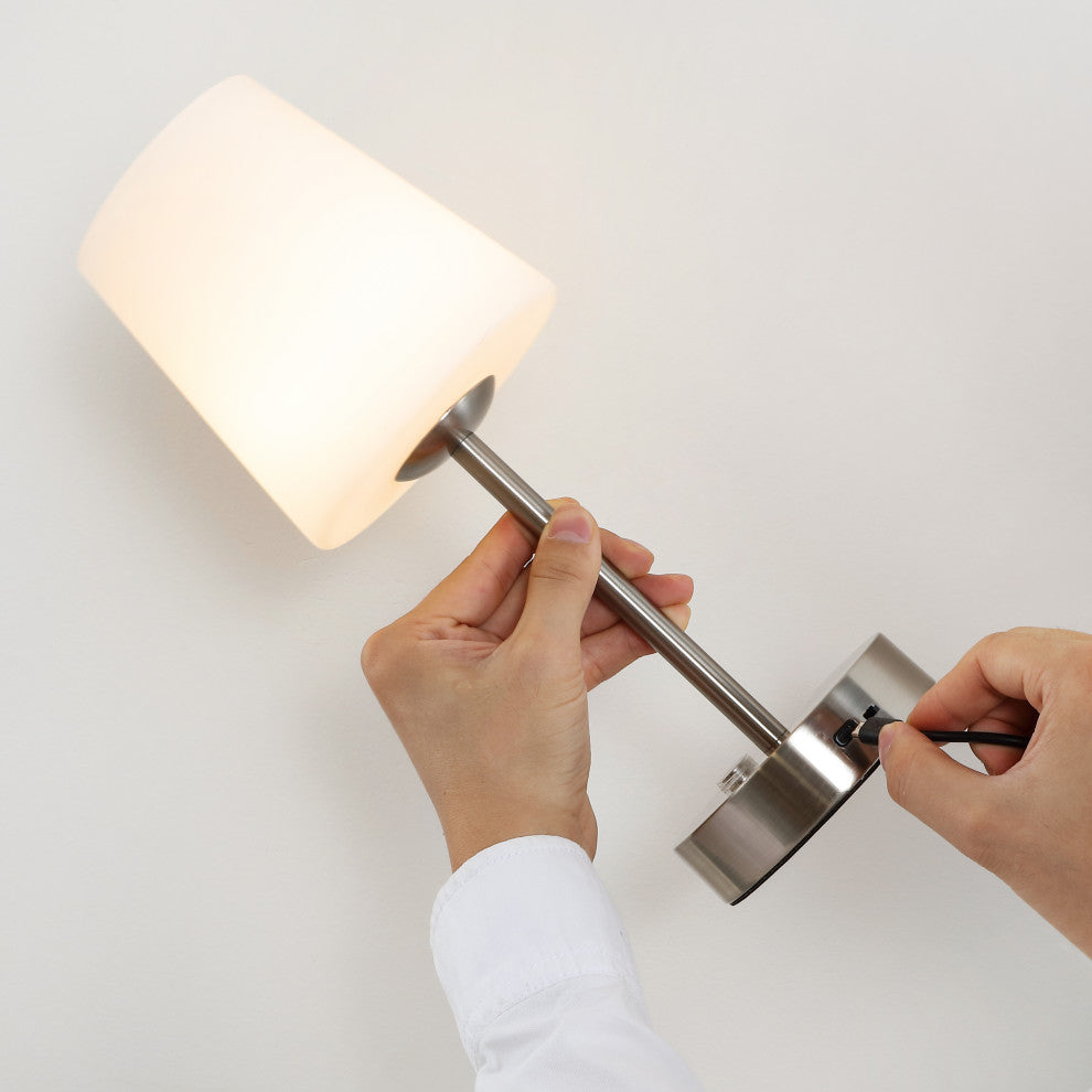 12.75" Modern Minimalist Iron Rechargeable Integrated LED Table Lamp