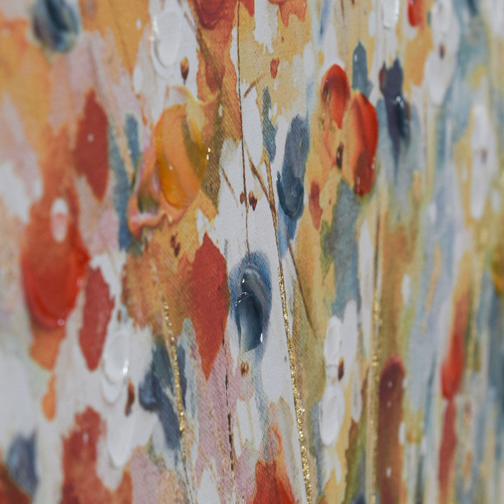 Wildflowers Abstract Floral Canvas Wall Art Natural Wood Frame