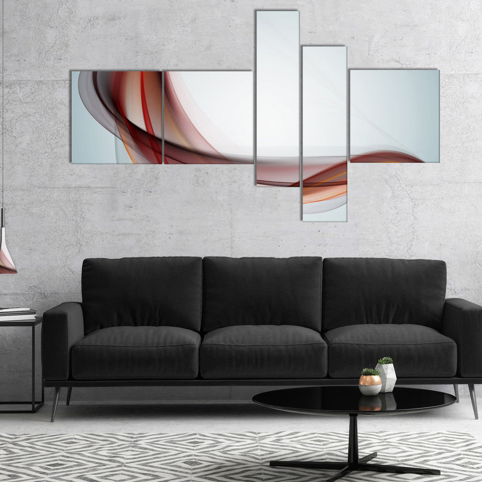 Abstract Brown Upward Waves, Large abstract art, 60"x32", 5 panels