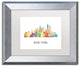 'New York New York Skyline Wb 1' Framed Art, Silver Frame, White Matte, 14x11