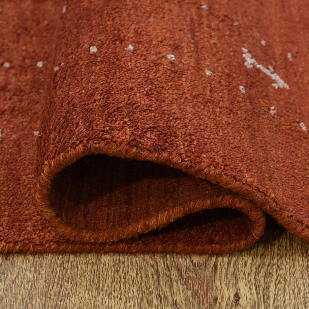 HAND KNOTTED LOOM SILK ECO-FRIENDLY AREA RUG -8'x10',Rectangle,Rust,Contemporary