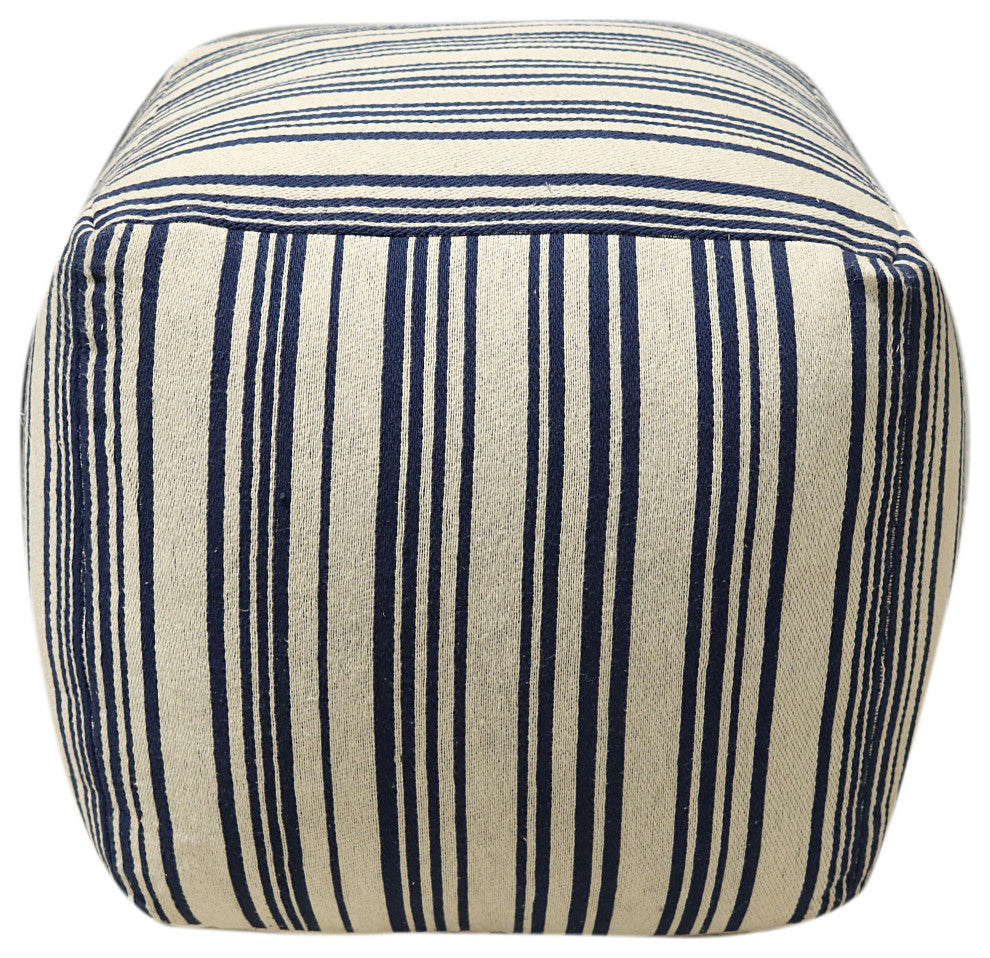 Blue Machine Woven Montbello Pouf, 18" Cube