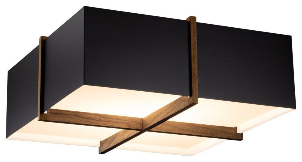 Veram Flushmount LED, Walnut, Matte Black With Matte White Interior, 18, 3000k