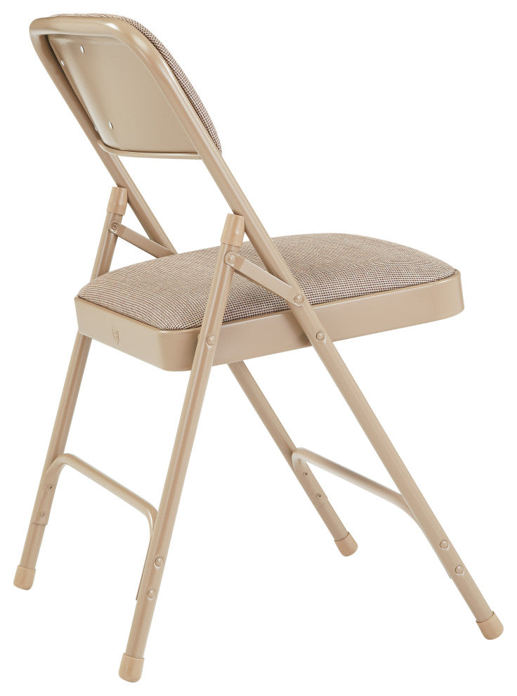 NPS 2200 Fabric Double Hinge Premium Folding Chair, Cafe Beige, Set of 4