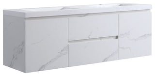 60 inch Wall-Mounted Bathroom Vanity Set with Resin Integrated Sink