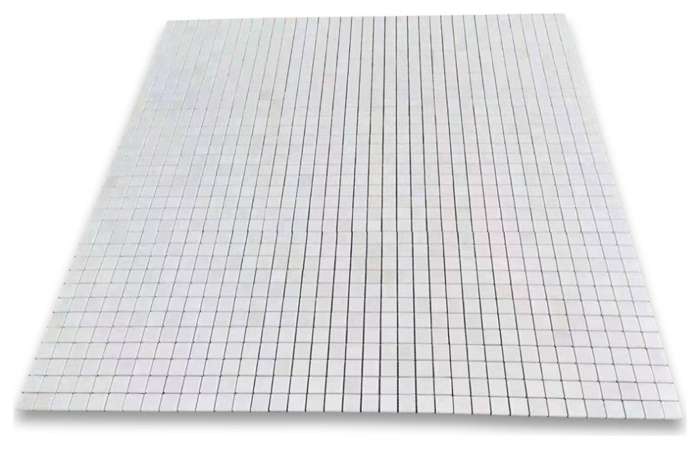 Greek Thassos White Marble 1x1 Square Mosaic Wall Floor Tile Polished, 1 sheet