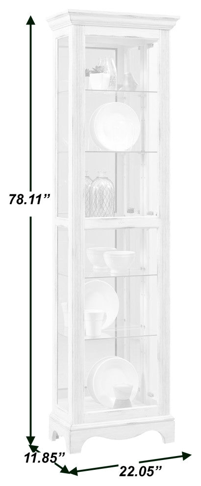 Side Entry 5 Shelf Curio Cabinet in Weathered White by Pulaski Furniture