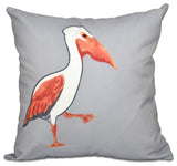 Pelican March, Animal Print Pillow, Gray, 20"x20"