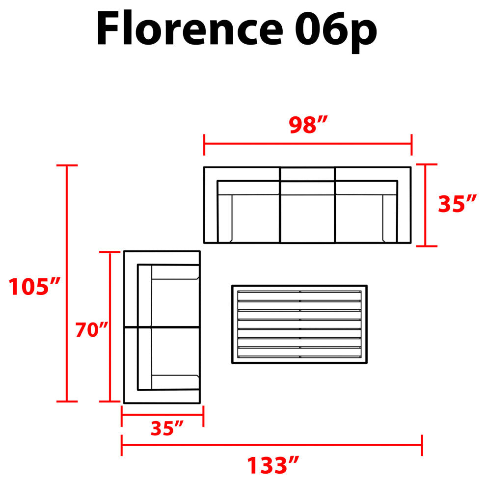 Florence 6 Piece Outdoor Wicker Patio Furniture Set 06p