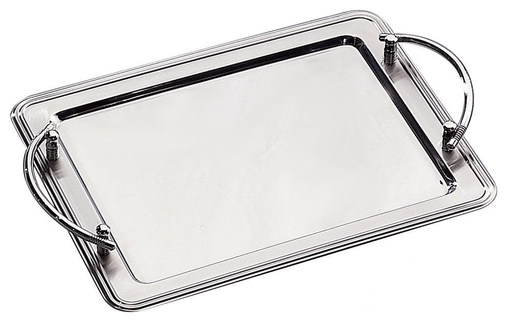 Elegance Stainless Steel, Rectangular Tray, Handles, 14"x11"