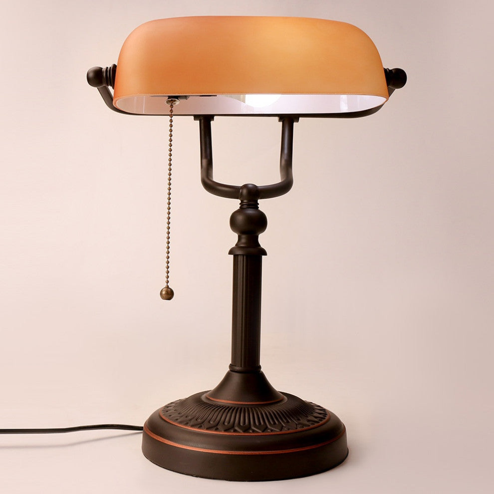 Classical vintage banker reading lamp for bedroom, study room, Orange