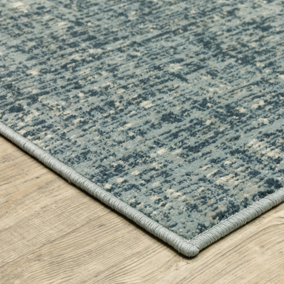 Bastian Etched Striped Teal/ Grey Indoor Area Rug, Blue, 5'3"x7'3"