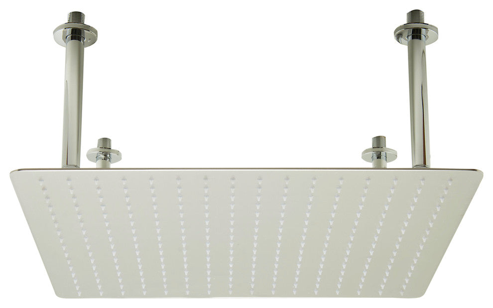 20" Rectangular Brushed Solid Stainless Steel Ultra Thin Rain Shower Head, Brush