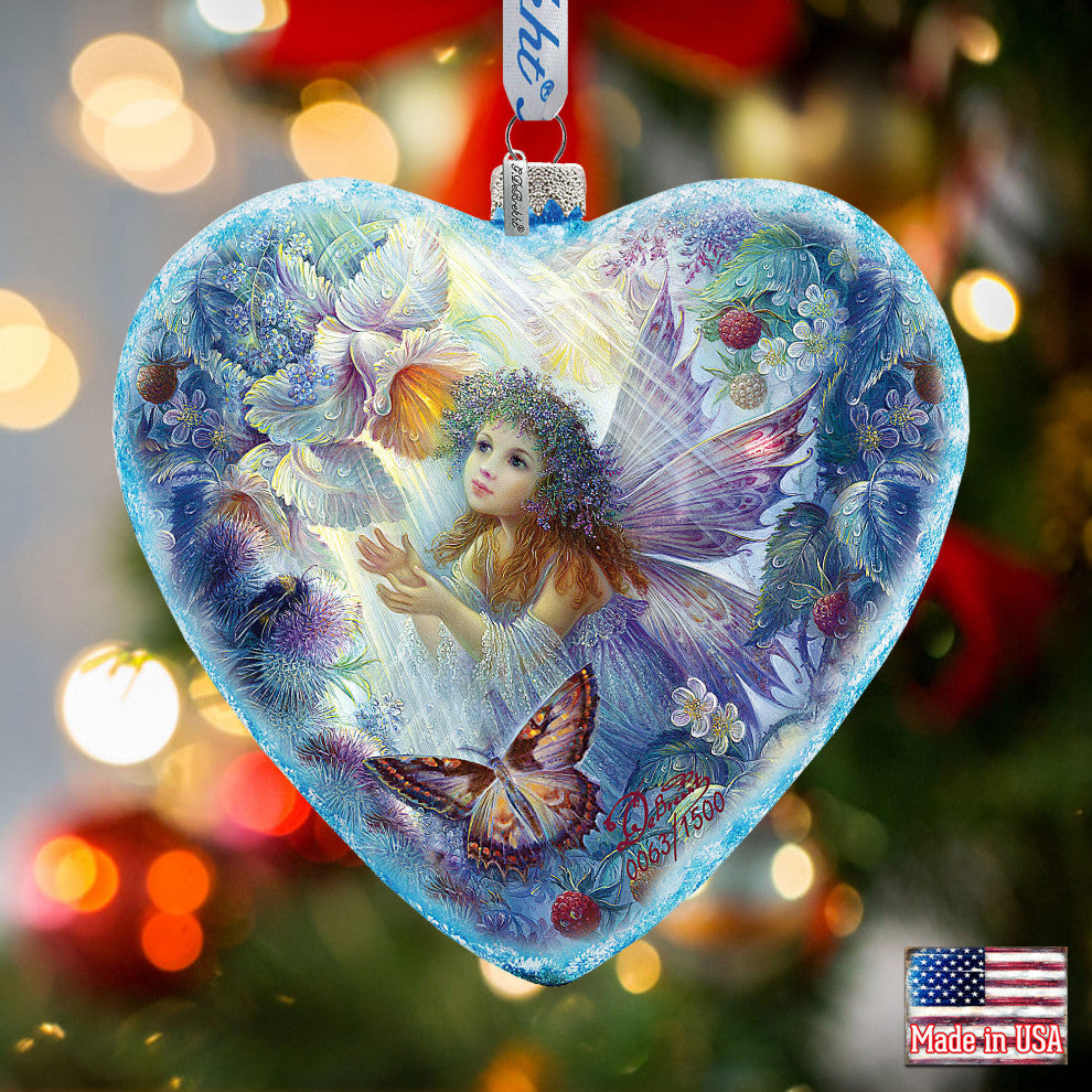 Hand Painted Scenic Glass Ornament Limited Edition Flower Fairy