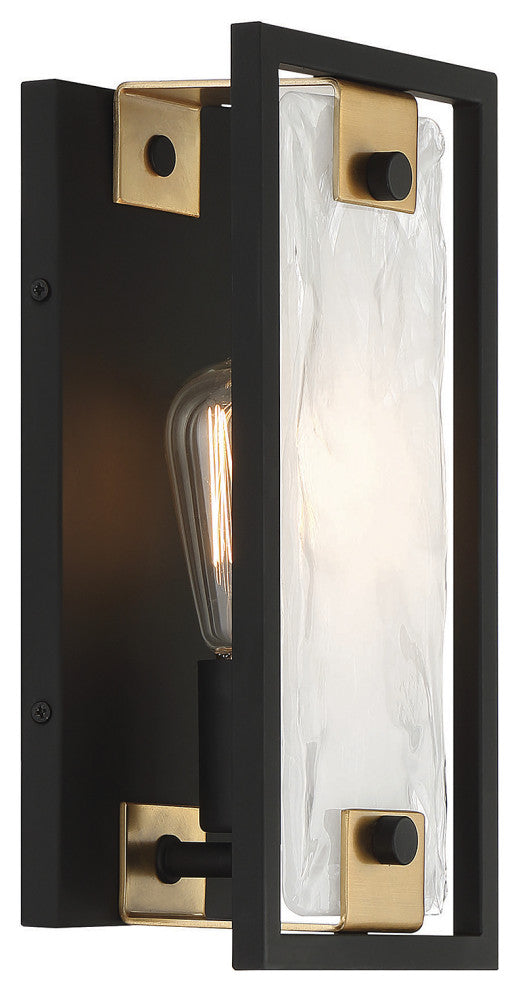 Hayward 1-Light Wall Sconce, Matte Black With Warm Brass Accents