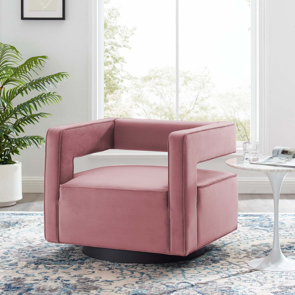 Armchair Accent Chair, Velvet, Pink, Modern, Living Lounge Hotel Hospitality