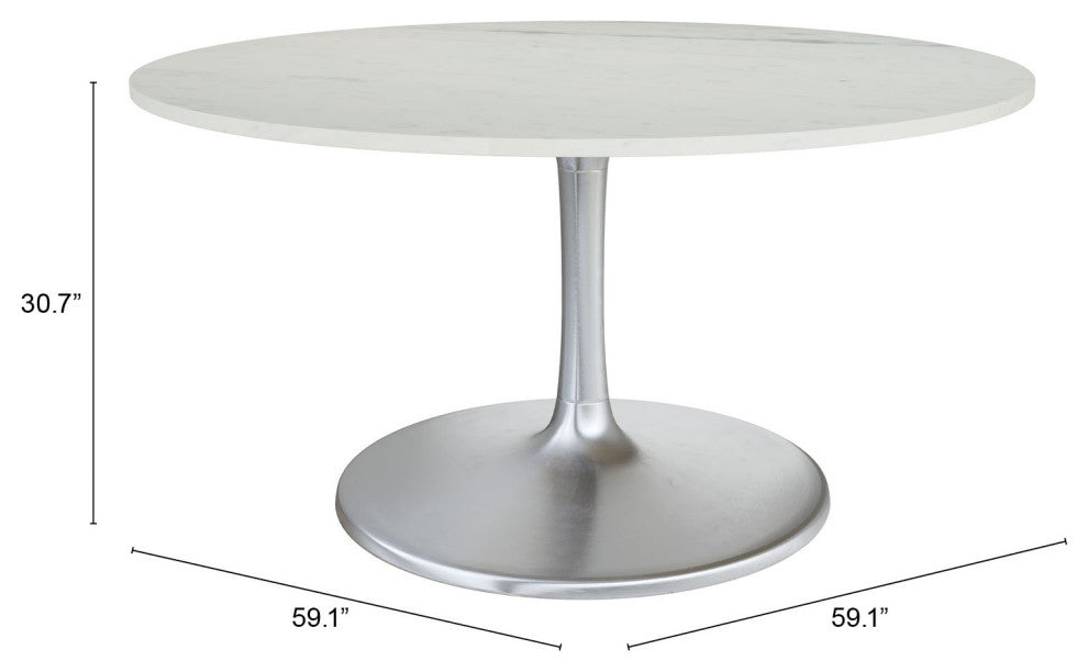Gotham Dining Table 60" White/Silver