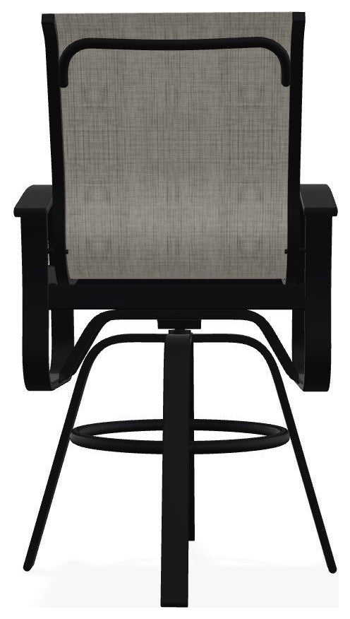 Belle Isle Sling Bar Height Outdoor Swivel Armchair, Smoke/Black