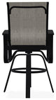 Belle Isle Sling Bar Height Outdoor Swivel Armchair, Smoke/Black