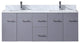 Amelie 60" Dark Grey Double Bath Vanity Cabinet Carrara Marble Top Square Sinks