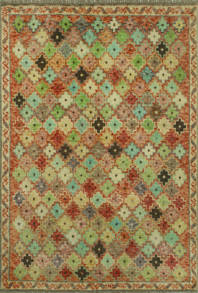 Balochi Dayron Purple/Green Rug, 4'0x5'10