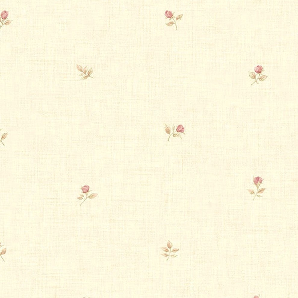 Rose Gardens 2, Romantic Floral Flower Cream Wallpaper Roll