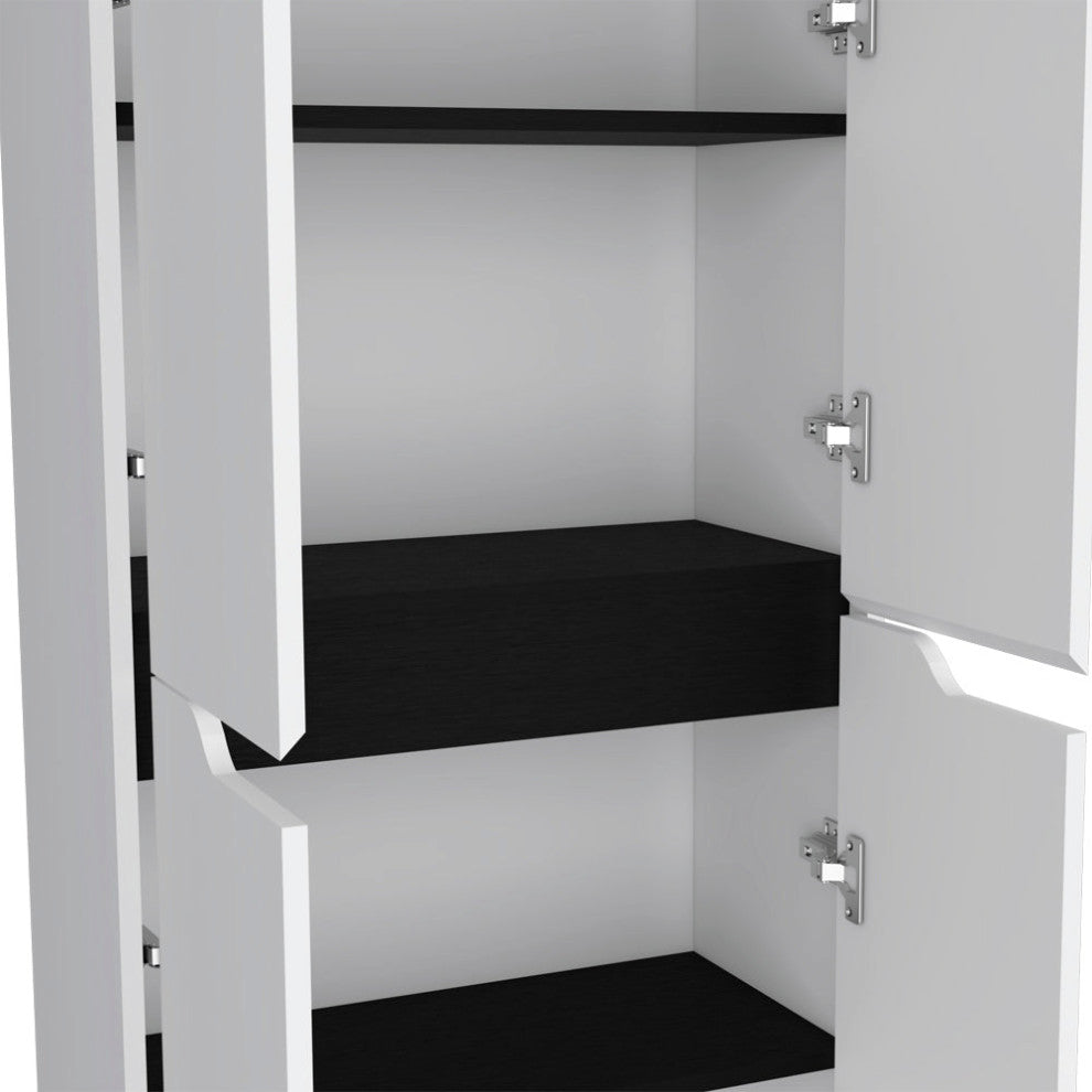 Multistorage Kitchen Pantry Hepler, Kitchen, White / Black