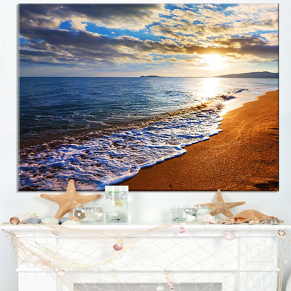 "Heavy Clouds Over Morning Beach" Seashore Canvas Print, 32"x16"