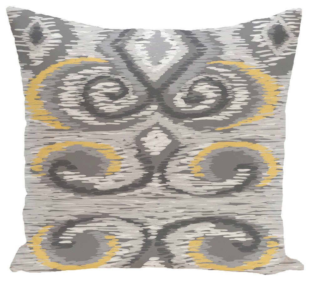 Ikat'S Meow Geometric Print Pillow, Paloma, 16"x16"