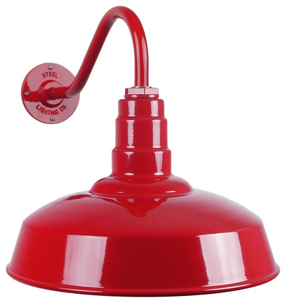 Short Neck Barn Lighting - The Gardena Farmhouse Style Steel Light, Red