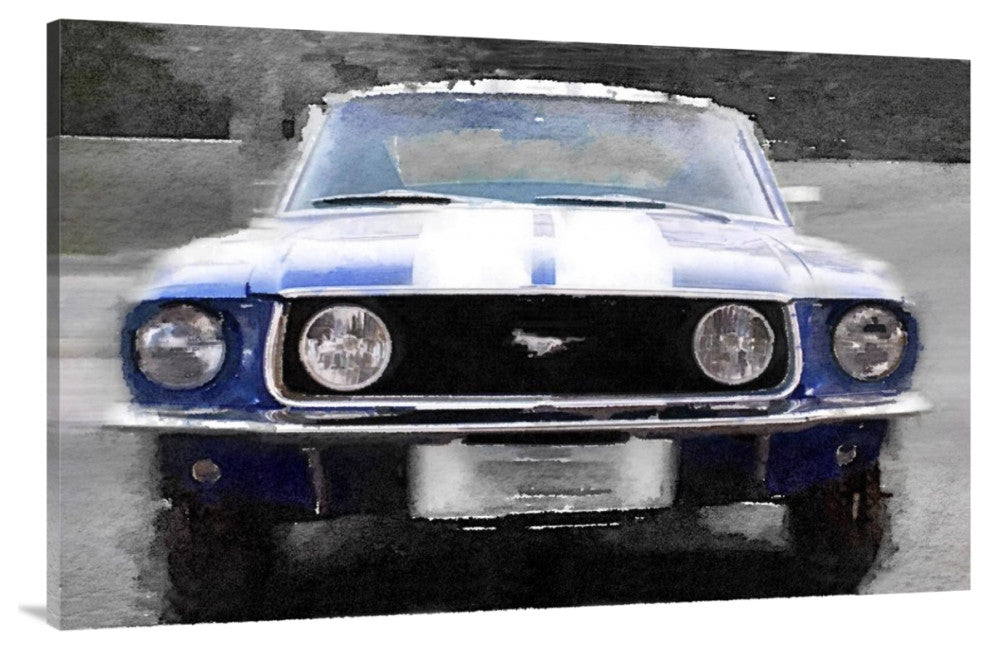 "1968 Ford mustang Front End Watercolor" Fine Art Print