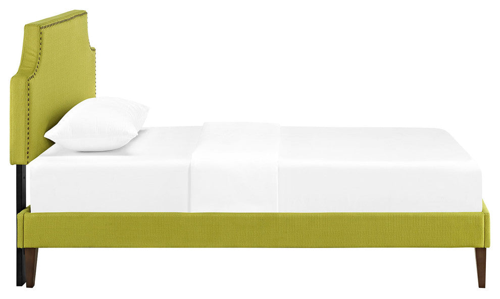 Modway Laura Twin Fabric Platform Bed With Squared Tapered Legs, Wheatgrass