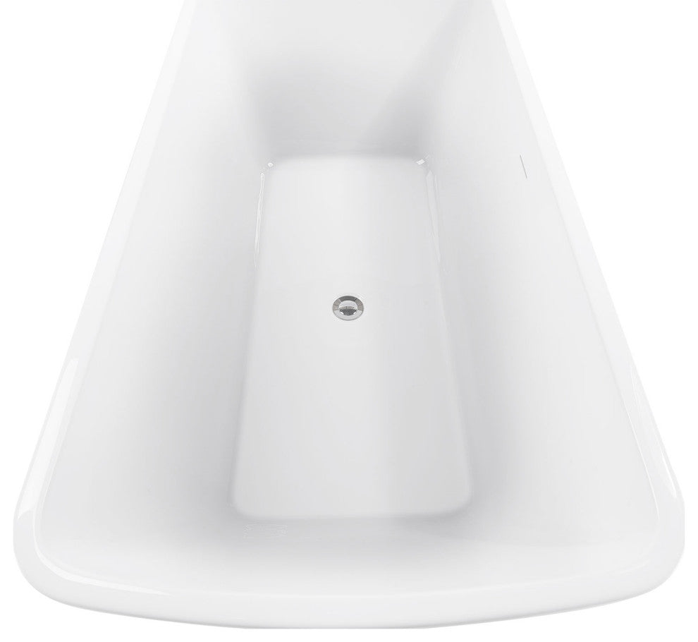 59" Acrylic Roll-Top Flatbottom Non-Whirlpool Bathtub, White