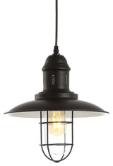 Deere 12" Adjustable Iron Cage Light LED Kitchen Pendant, Black by JONATHAN  Y