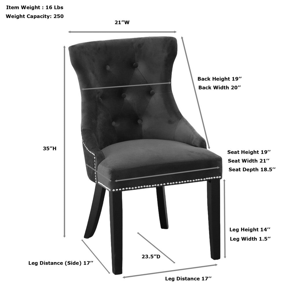 Megan Tufted Chair With Nailhead Trim, Linen/Espresso