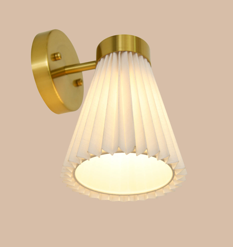 Beacon Lighting Amore Pleated Wall Bracket, Brass With White Linen Shade, 1 Light