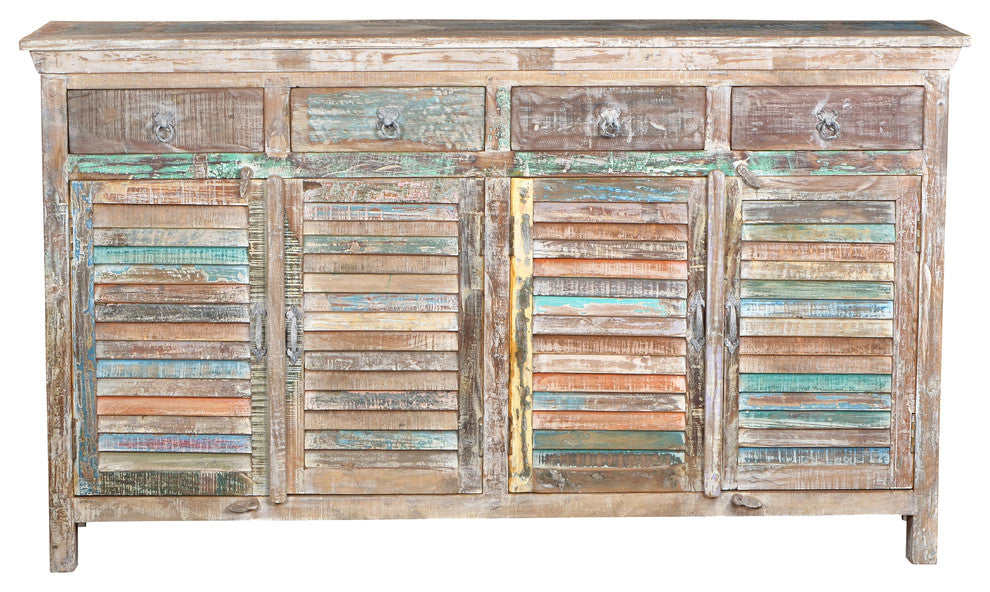 Cassidy 4-Drawer 4-Door Shutter Sideboard, White