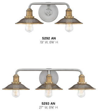 Hinkley Rigby Medium Three Light Vanity, Antique Nickel