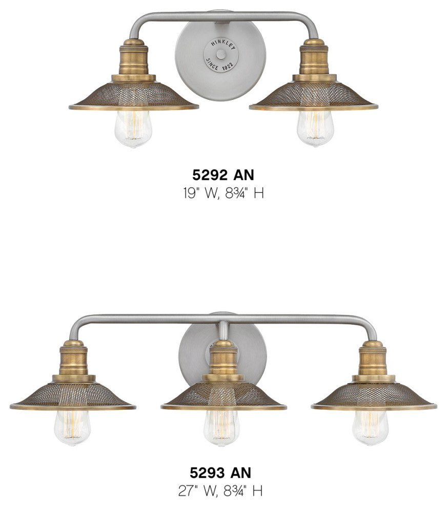 Hinkley Rigby Medium Three Light Vanity, Antique Nickel