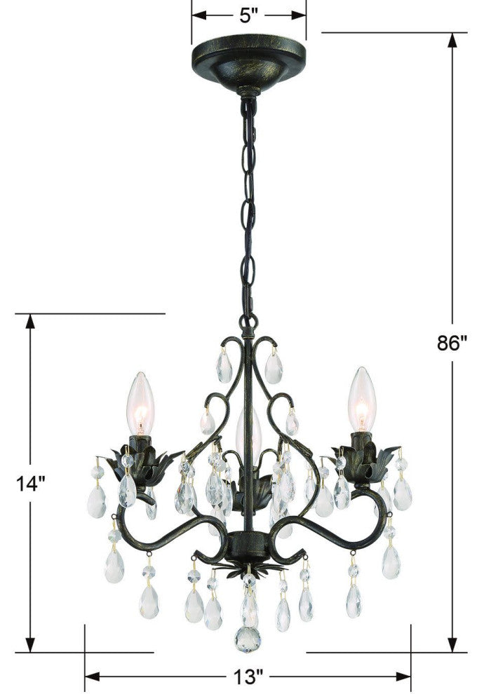 Crystorama Lighting Group 4534-CL-MWP Paris Market 3 Light 13"W - English