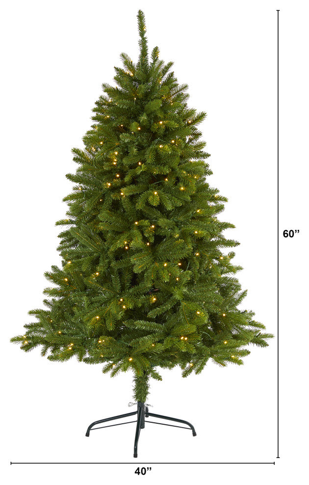5' Sierra Spruce Natural Look Faux Christmas Tree With 200 Clear LED Lights